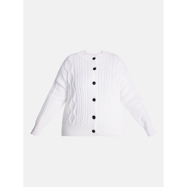 Terra & Sky Women's Plus Cable Knit Cardigan photo 5