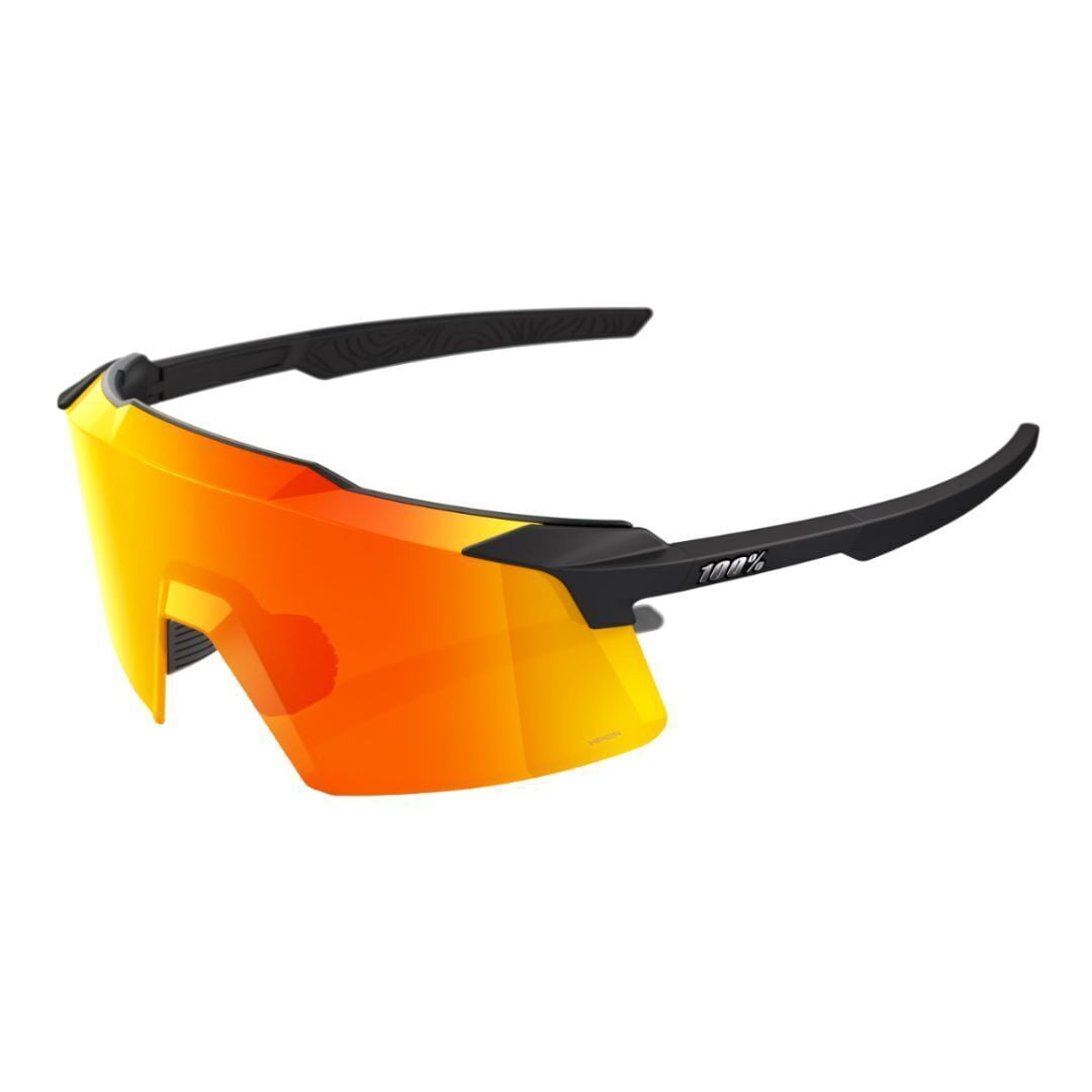 100% Aerocraft Sunglasses - Soft Tact Black; HiPER Red Multilayer Mirror