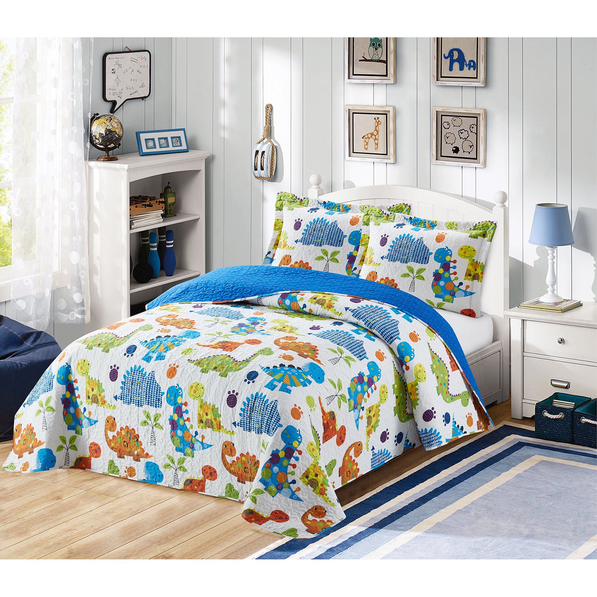 Golden Linens Twin Size Kids Bedspread Quilts Throw Blanket for Teens Boys  Bed Printed Bedding Coverlet Multicolor Orange, Green, Blue Dinosaur  Jurassic Land # Twin 19-05 - Walmart.com