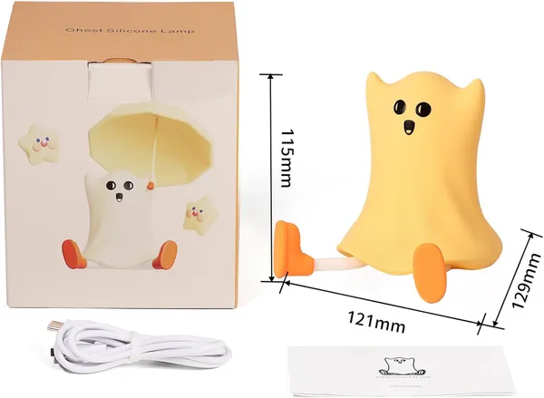 Halloween Ghost Night Lights for Kids: Cute Lamp Rechargeable Toddler Baby Night Light with Timer, Adjustable Brightness, Ideal Holiday Season Gift Choice Home Decors (Silicone Ghost Lamp)