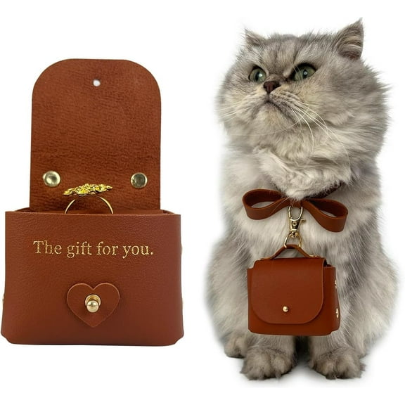 Ring Box, Leather Wedding Ring Bearer Pillow Holder, Jewelry Display Box for Proposal Engagement Wedding