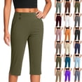 thumbnail image 7 of Nestiefly Capri Pants for Women High Waisted Straight Leg Stretch Lightweight Trousers Casual Work Golf Capris with Pockets Blue M, 7 of 7