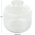thumbnail image 3 of DecMode 11" Short Round Ribbed Fluted Glass Vase, 3 of 9