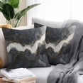 thumbnail image 2 of Waterproof Throw Pillow Covers Set of 2, 16x16 Inch Marble Decorative Pillowcases Outdoor Pillow Slip Cushion Covers Set for Couch Tent Black Grey Modern Luxury Gold, 2 of 7