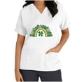 thumbnail image 5 of lcziwo Lucky Clover Rainbow Shirts for Women 2025 St Patrick's Day Short Sleeve Irish Shirts Loose Fit V-Neck Scrubs Tops with Pockets White XXL Saving Sales, 5 of 7