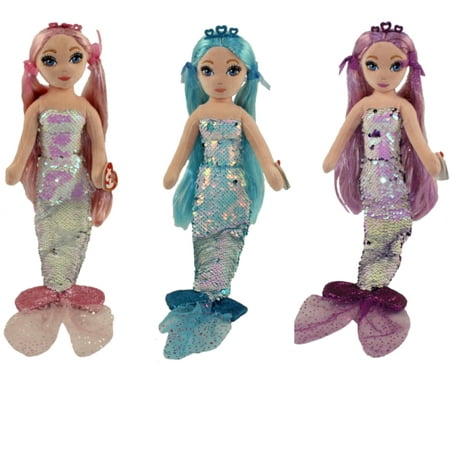 TY Sea Sequins Plush Mermaids - SPRING 2019 SET OF 3 (Cora, Lorelai & Indigo)(Medium - 18