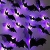 Dazzle Bright 36 Pcs Halloween Bats Wall Decor, Removable Lighted 3D Bats Wall Stickers Assorted Size, PVC Halloween Decorations for Indoor Outdoor Home Window Party Supplies