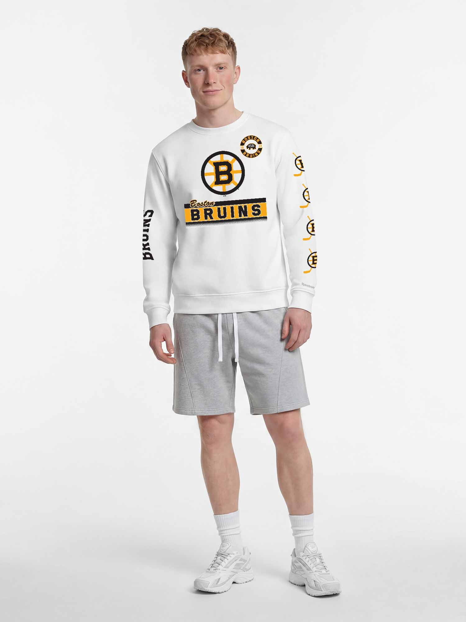 Boston Bruins Reebok Mens White Crew Sweatshirt