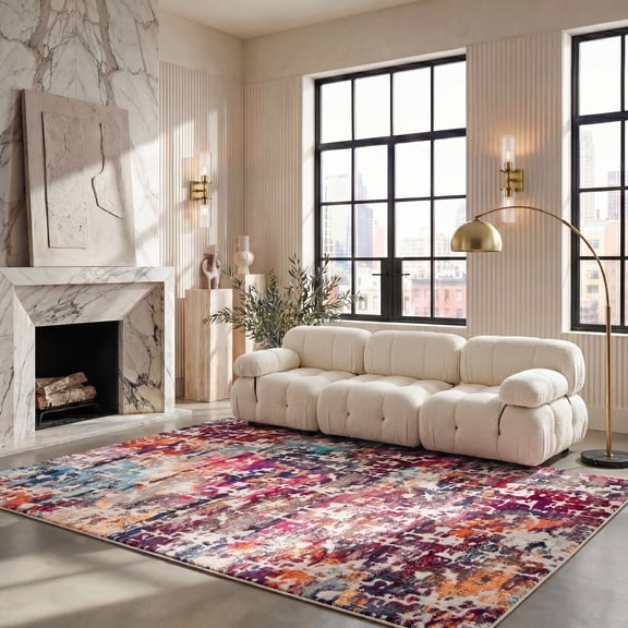 Safavieh Madison Joella Abstract Area Rug, Red/Light Blue, 9' x 12'
