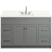 ARIEL HAMLET 55 IN. SINGLE SINK VANITY WITH WHITE QUARTZ COUNTERTOP IN GREY