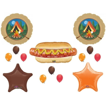 Camping Cookout Bon Fire Hot Dog Birthday Party Balloons Decoration Supplies