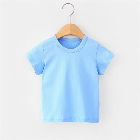

VERUGU Toddler Tshirts Toddler Baby Boys Girl Comfortable Solid Color Short Sleeve Cotton T-shirt Top Light Blue