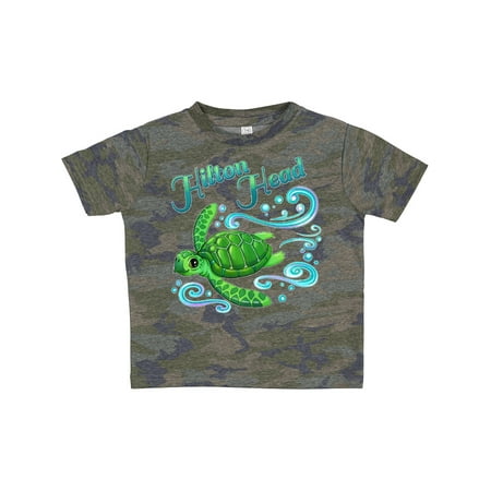 

Inktastic Hilton Head Cute Sea Turtle with Waves and Bubbles Gift Toddler Boy or Toddler Girl T-Shirt