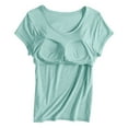 thumbnail image 4 of Fancifize Women Modal pajamas Top With Built in Shelf Bra Summer Nightwear Crew Neck Short Sleeve Loungewear Casual Soft T-Shirt M-4XL, 4 of 5