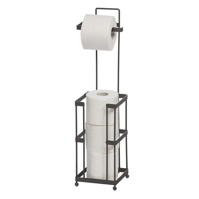 Mango Steam Porte-Papier Toilette avec Rangement pour Rouleaux - Taupe, Autoportant, Gain de Place, Résistant à la Rouille, pour Petits Espaces