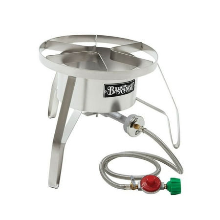 Bayou Classic Stainless Steel Banjo Propane Burner 14 Inch Cooker w/ Hose Guard