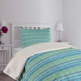 thumbnail image 4 of Ambesonne Vintage Stripe Quilted Coverlet 2 Pcs, Blue Green Tones Art, Twin Size, Multicolor, 4 of 5