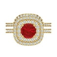thumbnail image 2 of 1.8 ct Brilliant Round Cut Ruby 18K Yellow Gold Halo Solitaire with Accents Engagement Bridal Wedding Ring Band Set size 4, 2 of 7