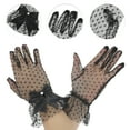 thumbnail image 2 of Guantes bloqueadores del sol de encaje únicos para mujeres, 1 par de mitones negros, 2 of 5