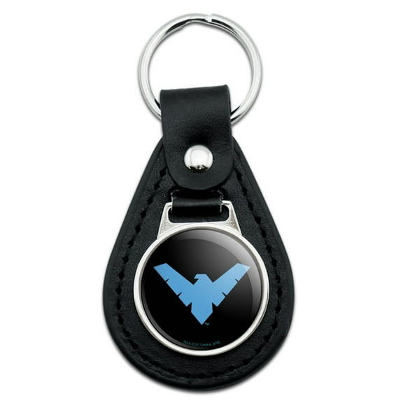 Black Leather Batman Nightwing Logo Keychain