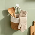 thumbnail image 7 of Hyknon Hanging Storage Basket, Cotton Rope Storage Box with Single Handle, Wall Mount Woven Organizer Bin, Solid Color Multi-Functional Small Hanging Caddy for Bathroom Kitchen Entryway Home Storage, 7 of 7