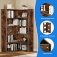 thumbnail image 5 of Dextrus 5 Tiers Bookcase with Baffles, Industrial Corner Bookshelf, Convertible Display Rack, Brown, 5 of 13