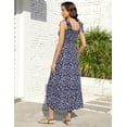 thumbnail image 7 of OYang Smocked Maternity Boho Summer Dress Casual Spaghetti Strap Ruffle Sleeveless Swing Maxi Dress Navy Blue L, 7 of 7