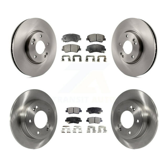 Transit Auto Front Rear Disc Brake Rotors and Semi-Metallic Pads Kit for Car 2014 Kia Forte SX with 15" Factory Wheels K8F-101250