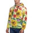 thumbnail image 3 of Wukai Sunflower Cornflower Poppy Print Men Hoodies Fleece Sweatshirts Long Sleeve Sweaters Pullover Fall Outfits Winter Clothes-Large, 3 of 7