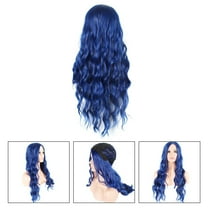 WEUVEB Women Wigs 1Set Blue Long Wavy Wig with Hand Knitting for Daily Wear