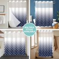 thumbnail image 5 of No Hook Shower Curtain with Snap in Liner, Navy Blue Lattice White Stripe Waterproof Bath Curtain with See Through Top Window, Abstract Geometric Minimalist Style Shower Curtains 72x72in, 5 of 9
