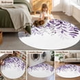 thumbnail image 5 of Round Area Rug 8 Ft, Purple Leaves Washable Non-Slip Circle Carpet for Living Room/Bedroom, Summer Botanical Collection Low-Profile Large Area Rugs for Indoor, 5 of 8