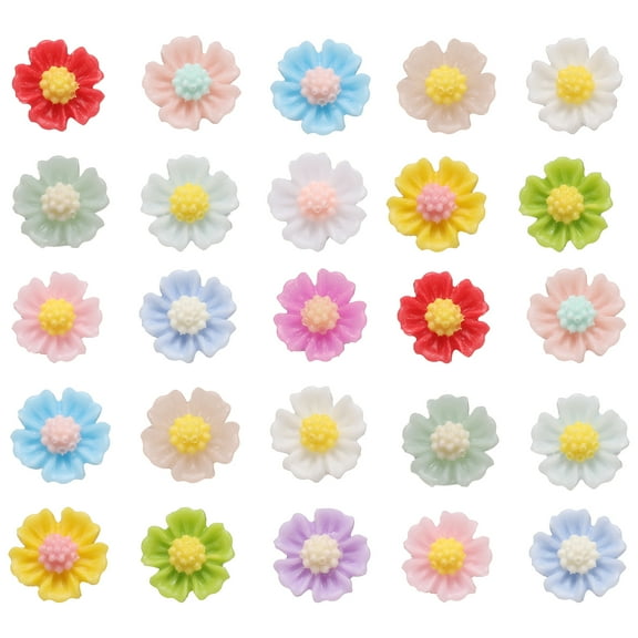 Uxcell Mini Resin Flower, 0.24" Diameter, Miniature Tiny Flower Charm Dollhouse Multicolored - (Applications: for Fairy Garden Dollhouse DIY Crafts Nail Jewelry Making), 100-Pieces