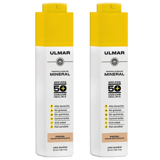 Protector Solar Facial Mineral Ulmar Color Matificante 2pzs