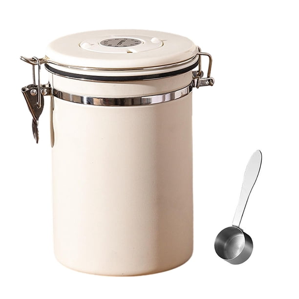 Contenedor de café para el hogar, tanque de almacenamiento sellado de granos de café, sello multifuncional blanco 1.8L
