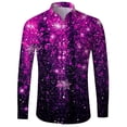 thumbnail image 2 of XIAOCHA Men's Sparkle Button Up Shirt Long Sleeve Snowflake Print Casual Shirt Breathable Festive Holiday Gathering Top, 2 of 4
