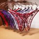 thumbnail image 2 of Ropa interior sexy con abertura para mujer, malla bordada, retro, hueca, elegante, transparente, tanga, camiseta ultrafina de tiro bajo, 2 of 5