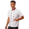 thumbnail image 3 of Doomiva Unisex Chef Coat Pressional Hotel Kitchen Chef Jacket Men Women Restaurant Canteen Working Uniform White&Burgundy XXL, 3 of 7