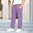 thumbnail image 2 of Hinvhai Boys Sweatpants Kids Elastic Waist Casual Joggers Active Athletic Pants with Pockets Purple 120(120), 2 of 8