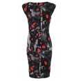 thumbnail image 2 of RACHEL Rachel Roy Womens Black Combo Sleeveless Printed Draped Sheath Dress XS, 2 of 3