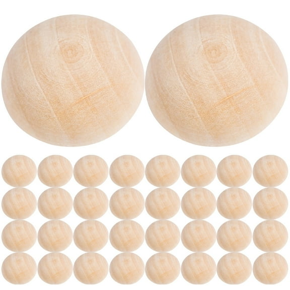 Ferencaa 200pcs Half Wooden Beads DIY Unfinished Wood Balls Hemisphere Wood Craft Balls Dome Bead