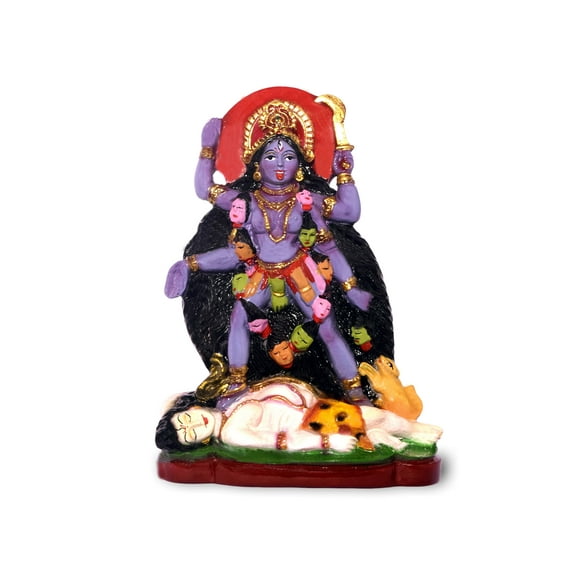 Zig Zag Kaali Maata Statue Hindu Goddess of Destruction, Power and Creation Mahakali Decorative Figurine for Home, Pooja Room, Office and Religious Gift (Multicolor, 5 Inches)