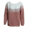 thumbnail image 4 of Stralyhd Womens Sweaters Vintage Knitted Fair Isle Sweater Crewneck Casual Fall Clothing 2025 Long Sleeve Lightweight Boho White Sweater Light pink XL, 4 of 4