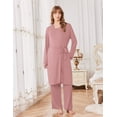 thumbnail image 5 of Ekouaer Maternity Nursing Robe Set 3 Pieces Sleeveless Top, Pregnancy Pants & Robe Double Layer Pajamas, 5 of 6