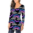 thumbnail image 3 of Camisas Para Mujer Camiseta Casual Impreso Manga Larga Cuello Redondo Fruncido Jersey Blusa Tops Odeerbi ODB128303, 3 of 6