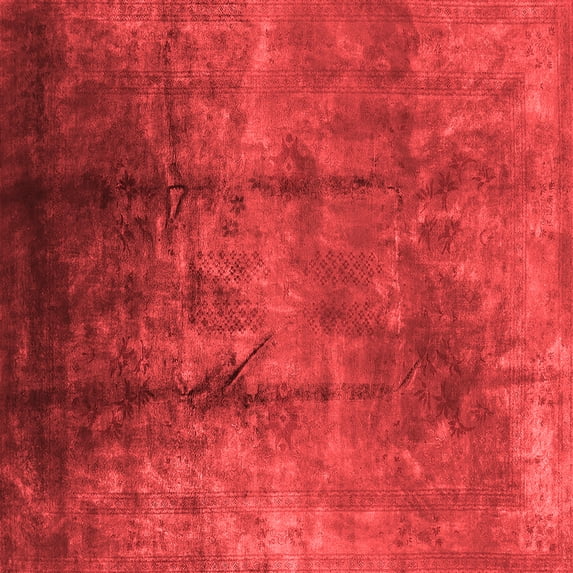 Ahgly Company Indoor Square Oriental Red Industrial Area Rugs, 4' Square