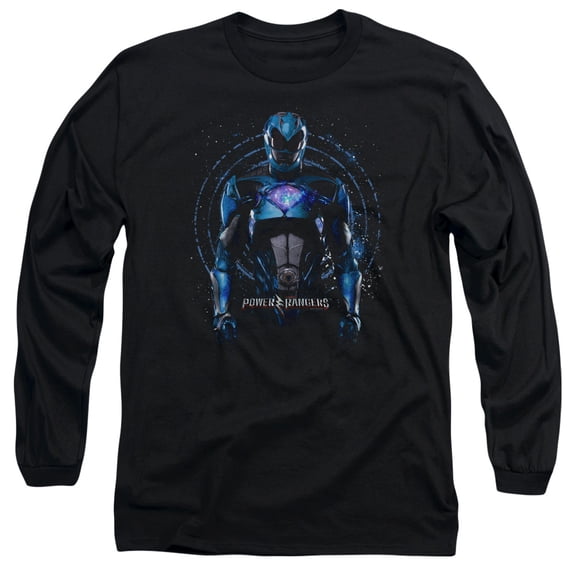 Power Rangers Blue Ranger Long Sleeve Adult 18/1 T-Shirt Black