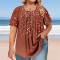 thumbnail image 2 of Cinvoph T-Shirts d'Été Grande Taille pour Femmes Col Rond Imprimé Manches Courtes Hauts Décontractés Blouses de Bureau Amples, 2 of 6