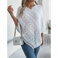thumbnail image 5 of Arlun Poncho Knitted Cape Shawl Sweaters for Women Elegant Wrap V-Neck Cable Knit Hollow out Pullovers Loose Fit Comfortable Solid Color Sweater Tops White XL, 5 of 5