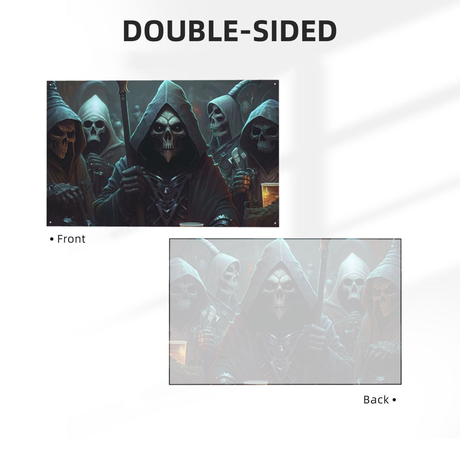 Grim Reaper Party Skull Cool Four Hole Decorated Banner Flag for Garden Yard Home Decoration Indoor Outdoor 4x6 Ft